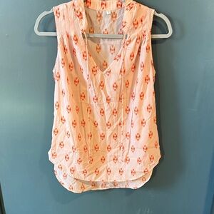 Chic Sleeveless Blouse with Orange Pattern